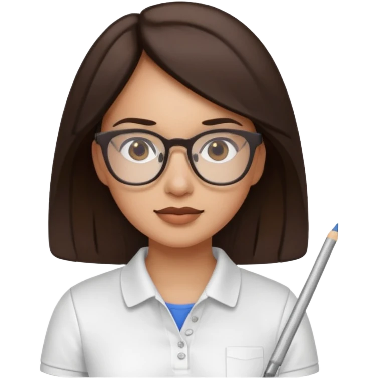 architect woman light skinned dark brown hair in WHITE POLO emoji