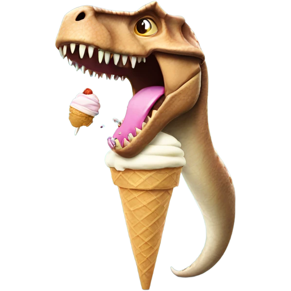 Dinosaur eating ice cream emoji