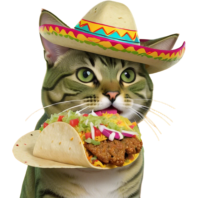 Tabby cat eating Taco Bell  emoji