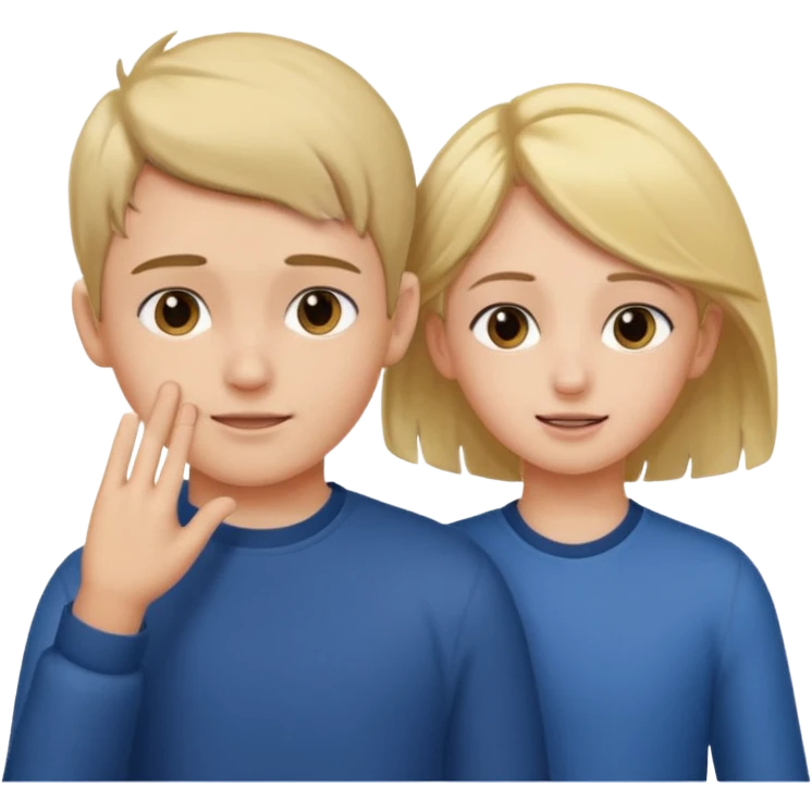 a boy putting a girls hair behind her ear gesture emoji