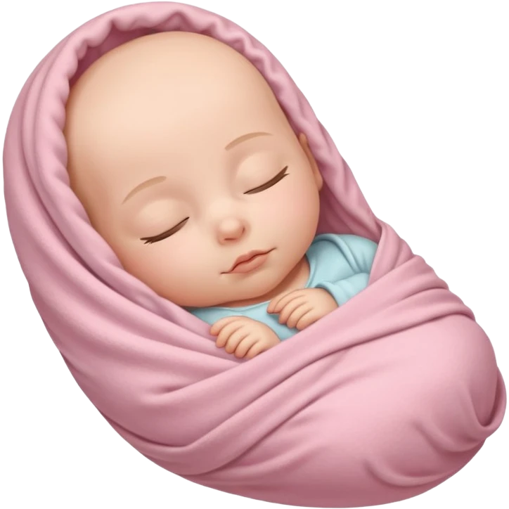 One swaddled sleeping baby wrapped in a light pink blanket emoji