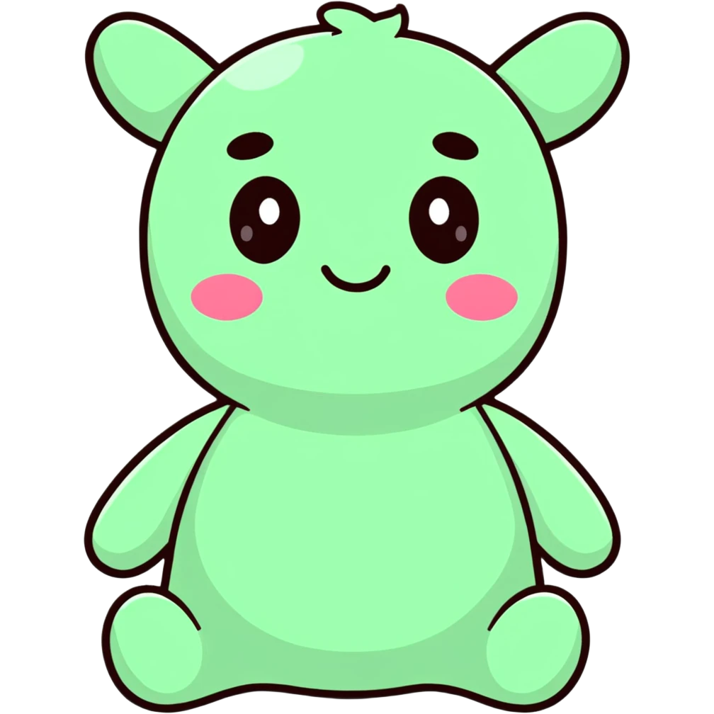 A cute plush toy with a cheerful face emoji