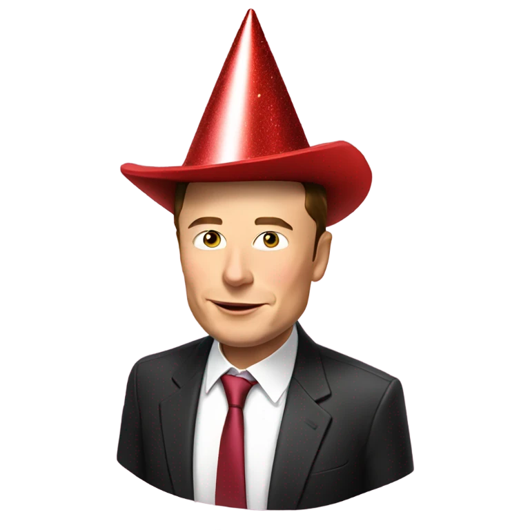 Elon Musk in a party hat emoji