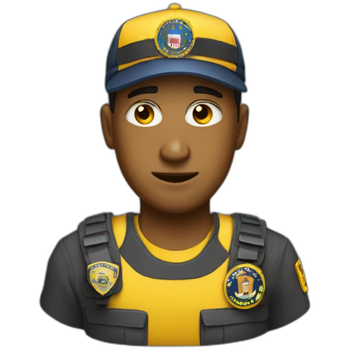 man with yellow "FBI" letters on his cap emoji