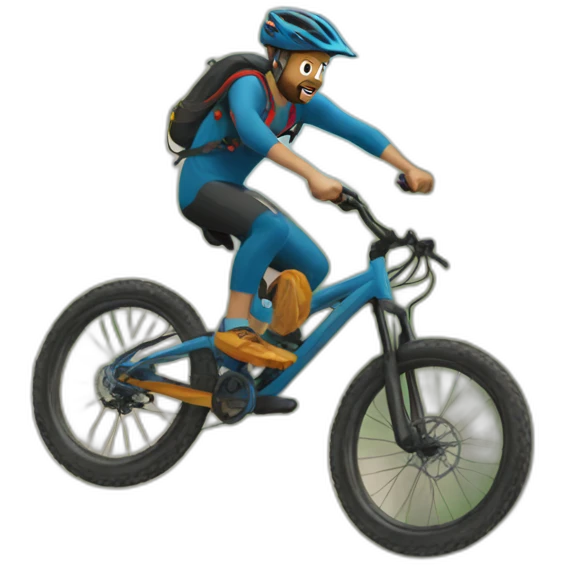 Man jumping in a mountain bike emoji
