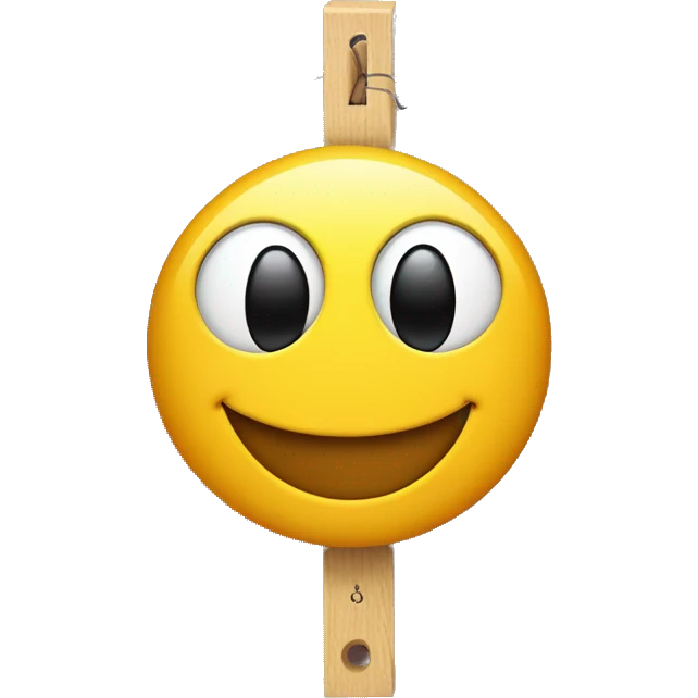 a smiley face with a nose, with a clothes peg attached to the nose. emoji
