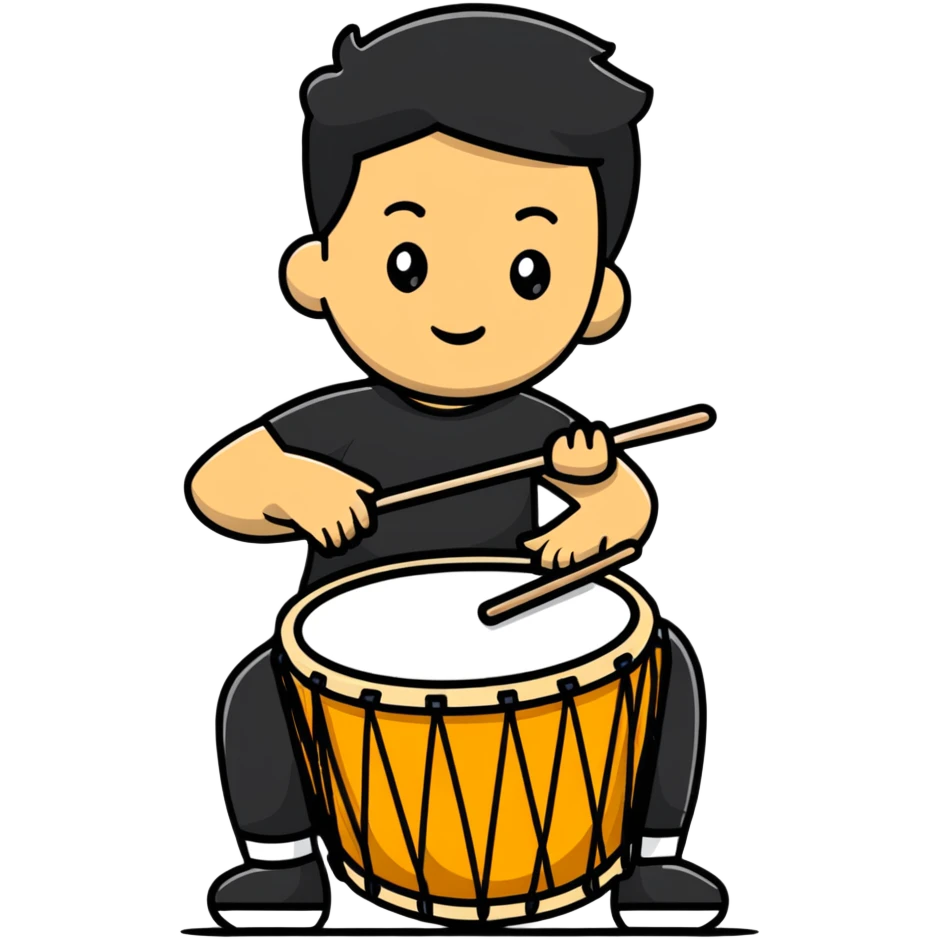 Person playing a drum to announce sahur time during Ramadan emoji