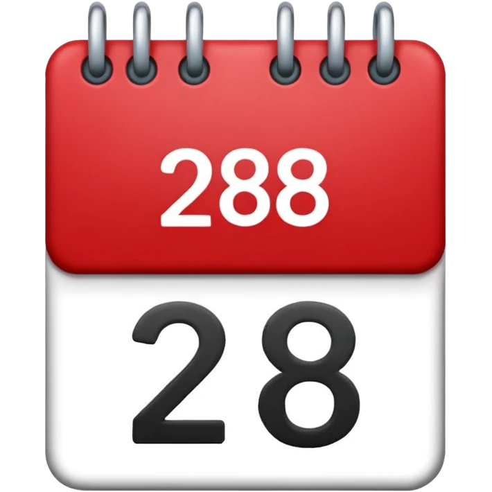 calendar with number 28 red top emoji