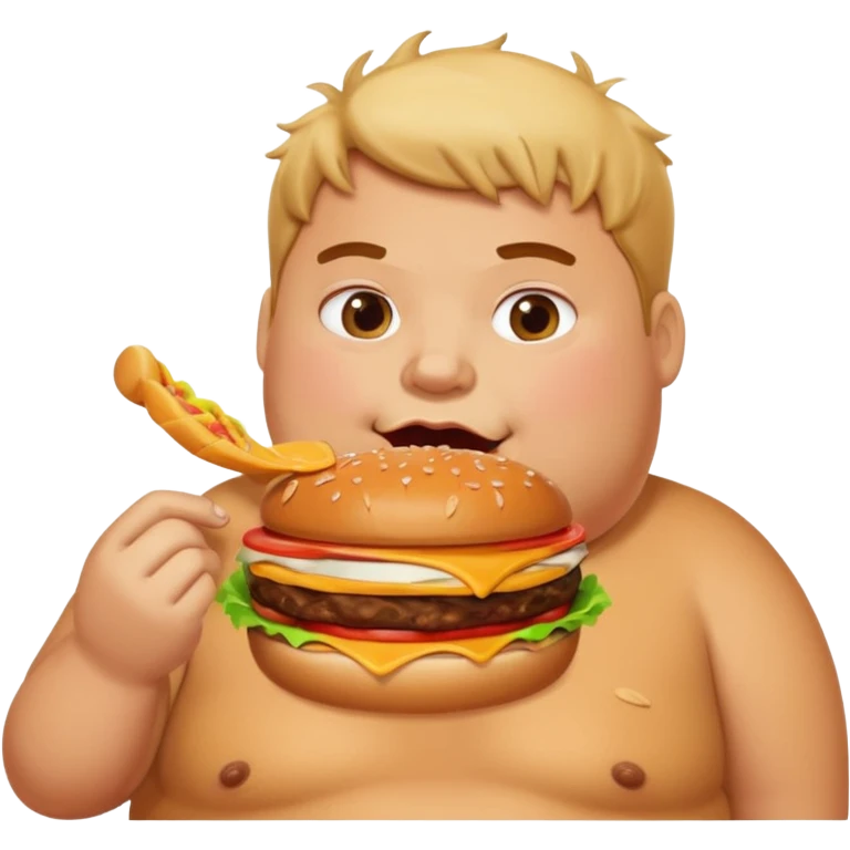 Fat person emoji with eating burger emoji
