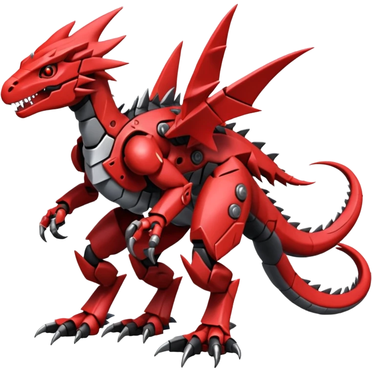 Cool Edgy Black Red Digimon-Fakemon-Guilmon-Velociraptor-Dragon-Mecha full body emoji