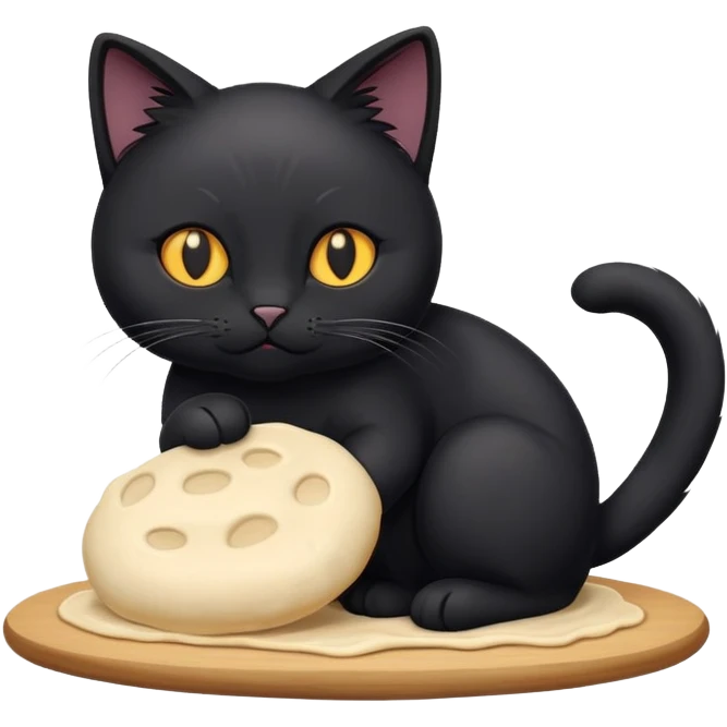 Black cat making bread emoji