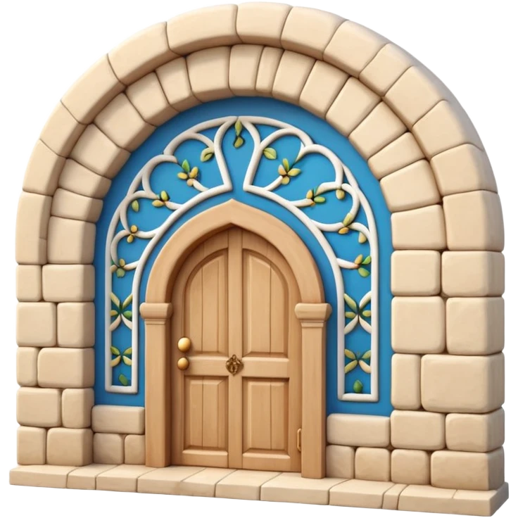 3D Apple-style emoji of a Turkish han. Rounded stone building, arched wooden door, small arched windows, simple Iznik tile decoration. Glossy, smooth, soft shadows, bright daylight, clean white background.




 emoji