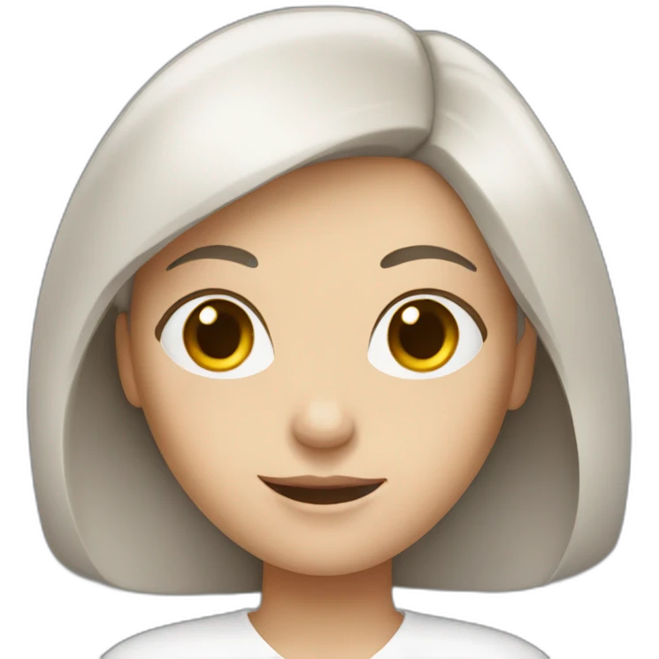 White woman with dark brown hair holding a book emoji