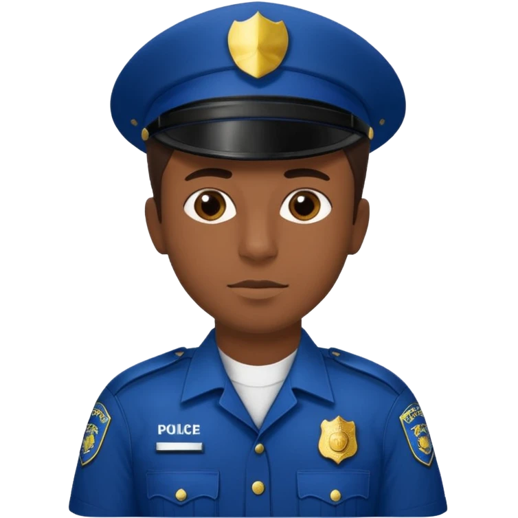 I want you to create an emoji of a sergeant, like a police officer. He should be a young guy with dark brown hair, brown eyes, medium-dark skin, shown from the chest up, and with the text “comisario morcuende” emoji