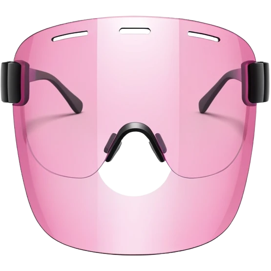 pink tinted shield visor glasses, frameless Y2K style, one continuous lens, minimalist design emoji