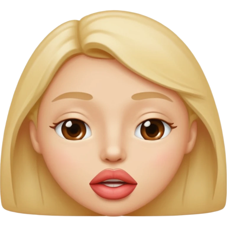 

I'd like an emoji with slightly squinty eyes, a mouth giving a tight kiss with little creases around the lips emoji