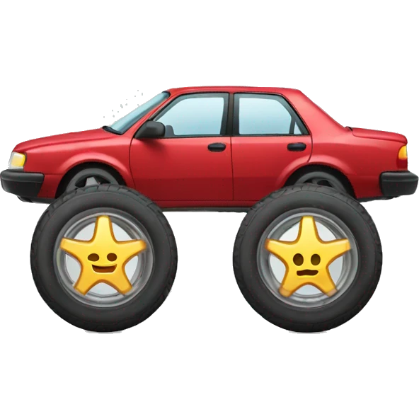 Car with tire that has no air emoji