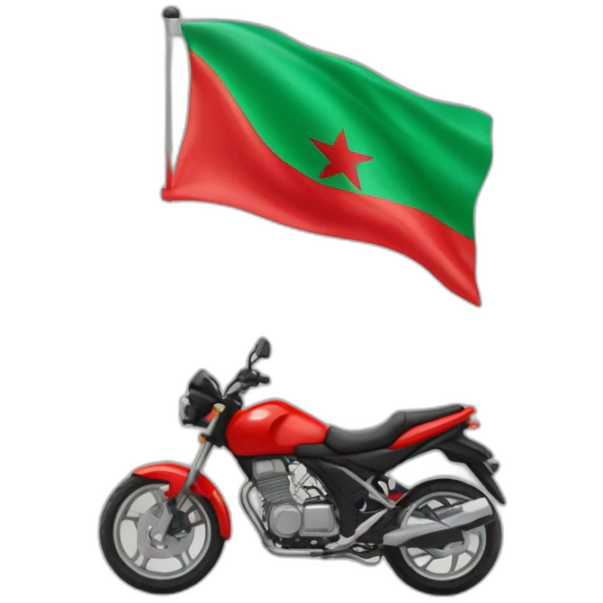 quelqu'un sur une moto avec le drapeau du Maroc derrière emoji