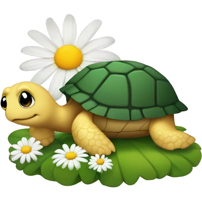 turtle with daisy emoji