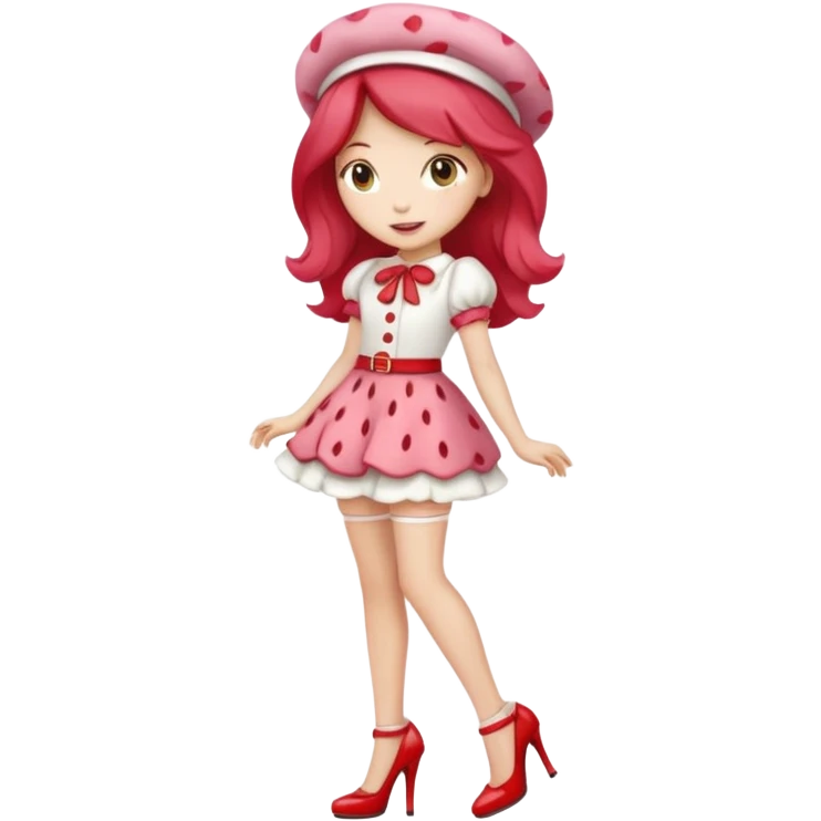 pretty and cute realistic modern day strawberry shortcake full body with high heels emoji emoji