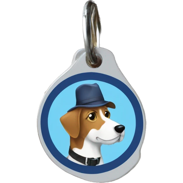 Dog collar tag that with word “spit” emoji
