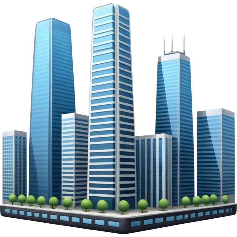 generate a realistic skyscraper and several smaller ones nearby emoji