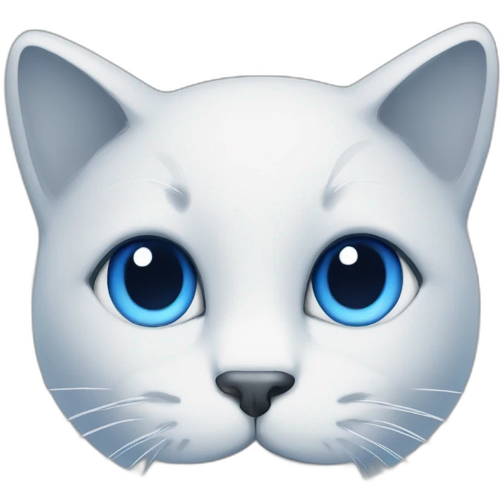 Blue simplistic sketch of a cute cat face emoji