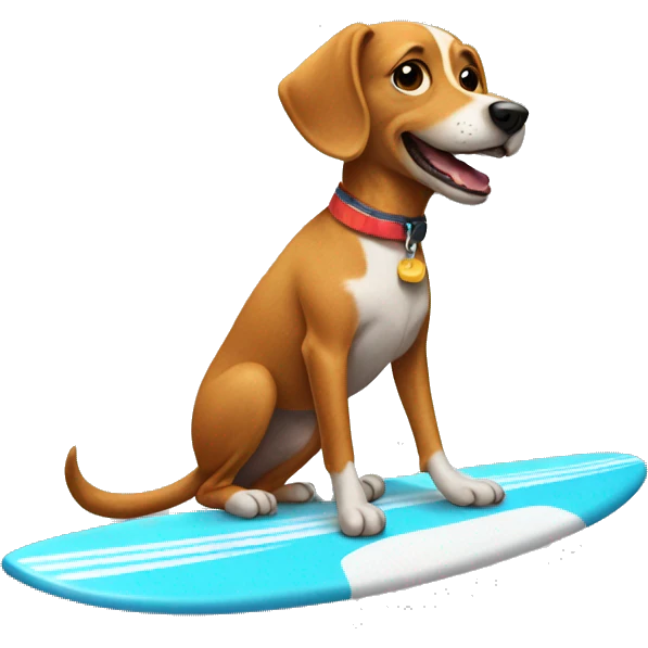 A dog riding a surfboard emoji
