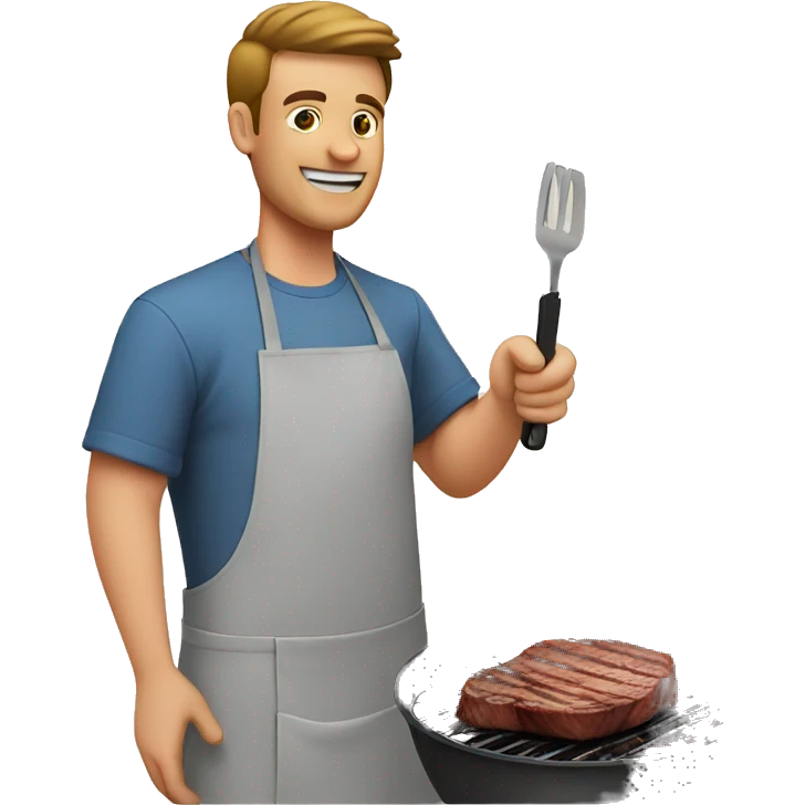 guy cooking a steak at a barbecue  emoji
