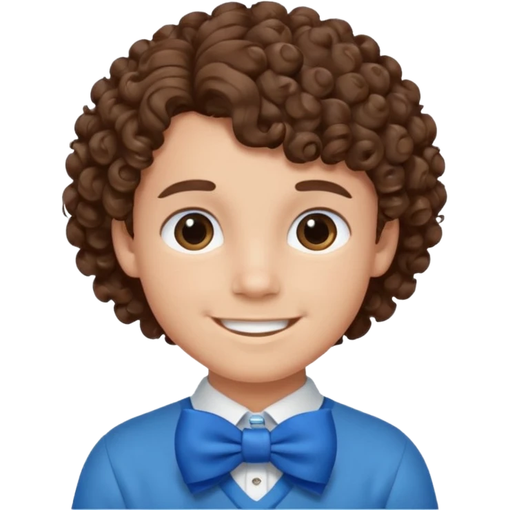 boy with curly hair blue bow emoji