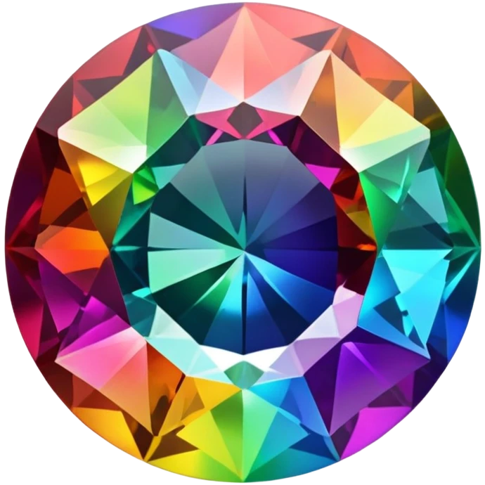 round cut rainbow gemstone with all colors of the spectrum shining through emoji