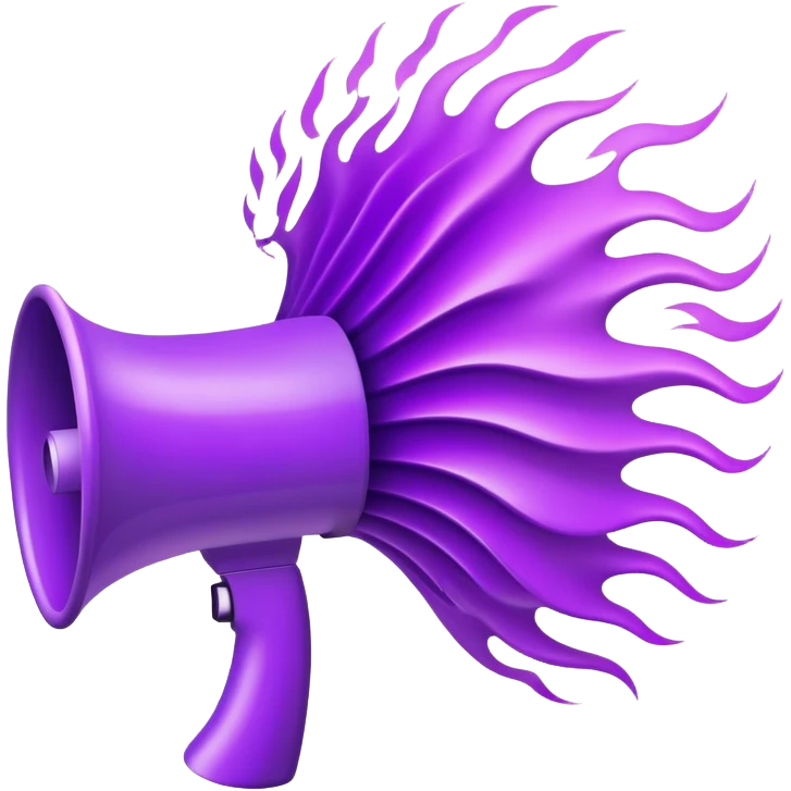 a megaphone with purple sound waves from it emoji