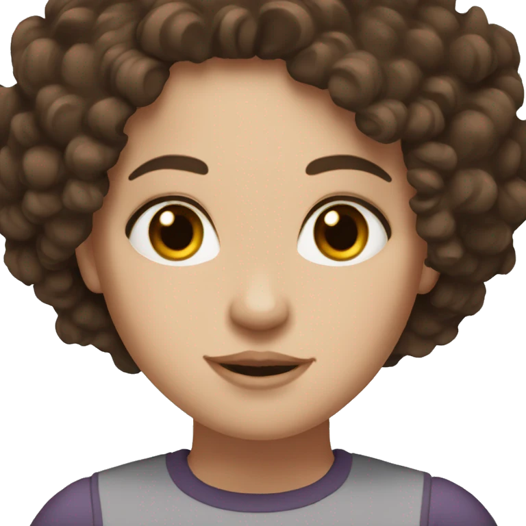 white girl with dark brown curly hair and brown eyes emoji