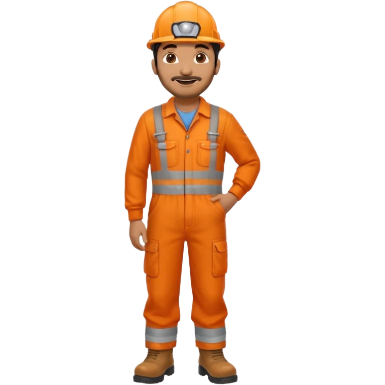 Indian male railway engineer orange overalls, boots  emoji