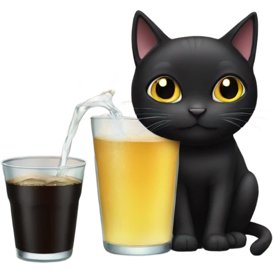 black cat drinking  emoji