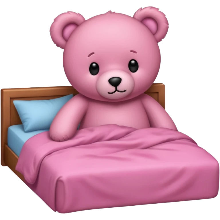 Fuzzy Pink teddy bear in bed  emoji
