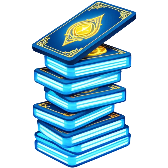 blue neon tarot card stack emoji
