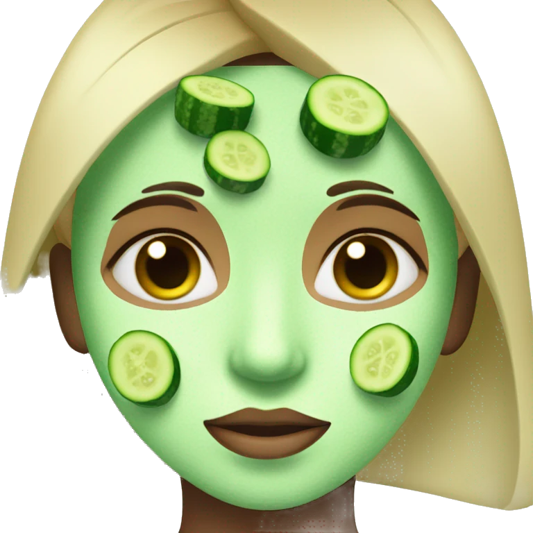 girl with cucumbers on eyes and green face mask emoji