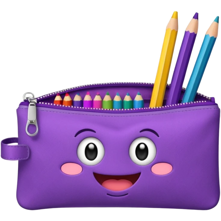 Pencil pouch with zipper mouth emoji