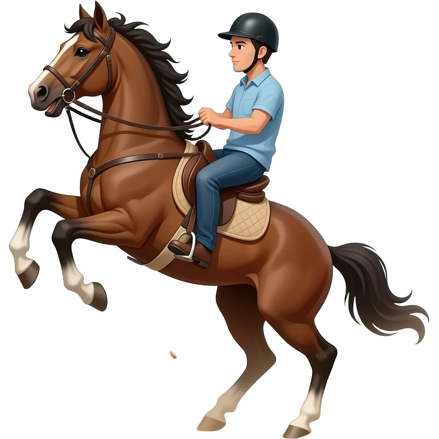 Una persona montando a caballo pero apunto de caer emoji
