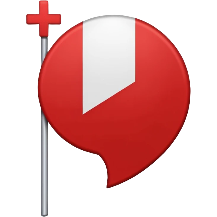 Créame un emoji de una bandera roja con un círculo blanco a un costado y una cruz dentro del circulo boanco no dentro del circulo blanco q este la cruz color negro emoji