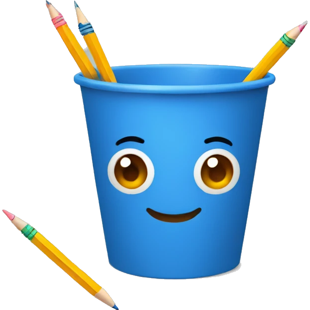 blue cup with pencils emoji