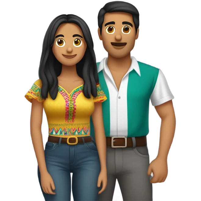 Crea una pareja donde el es mexicano y ella colombiana emoji