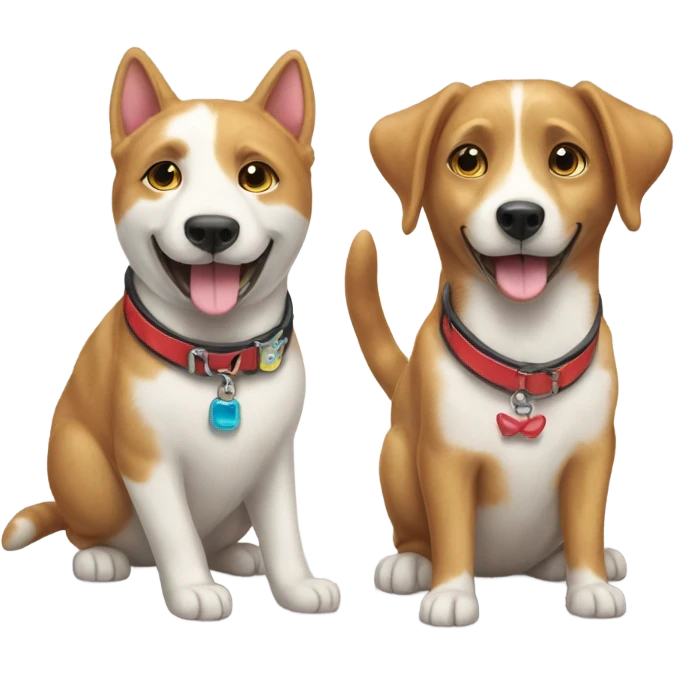 Happy-cat-and-dog-with-collars emoji