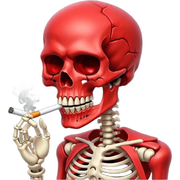 Scary red skull with body and smoking emoji