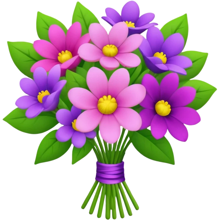 Bouquet of pink, purple, and green flowers emoji