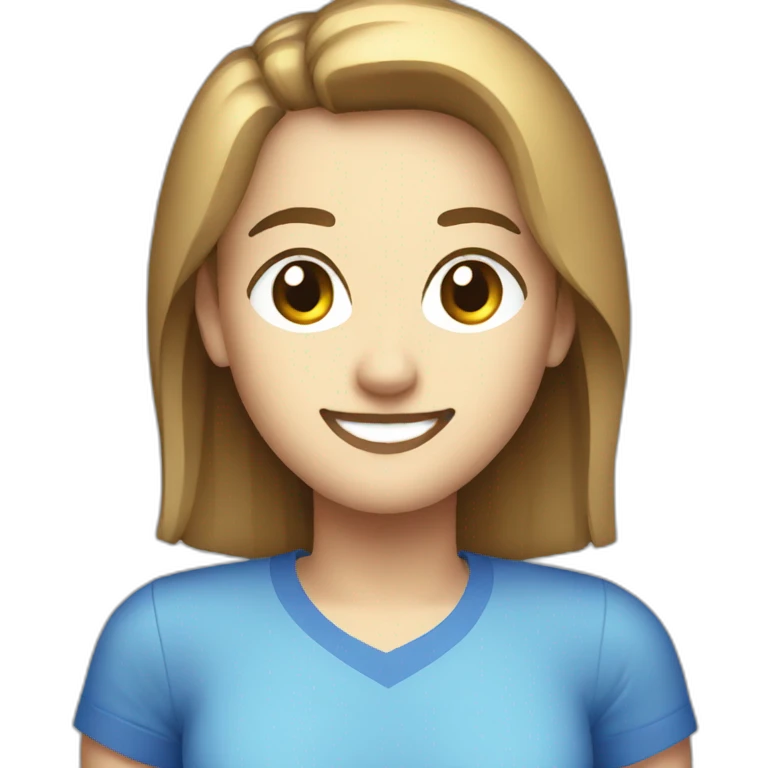 smiling girl with blue shirt flat pixelated 8-Bit emoji