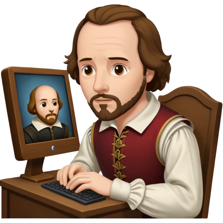 Shakespeare portrait very faithful to original portrait dealing with a computer emoji