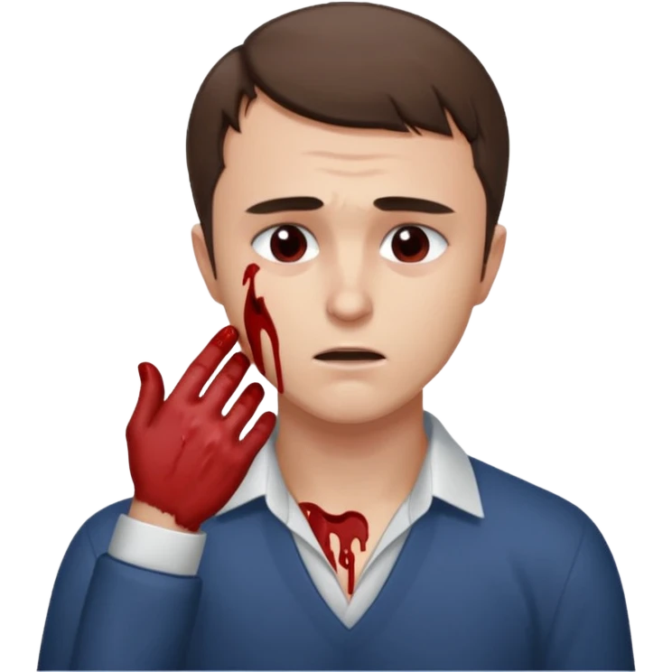 charlie kirk holding his neck with his right hand in pain and add blood  with his receding hairline  emoji