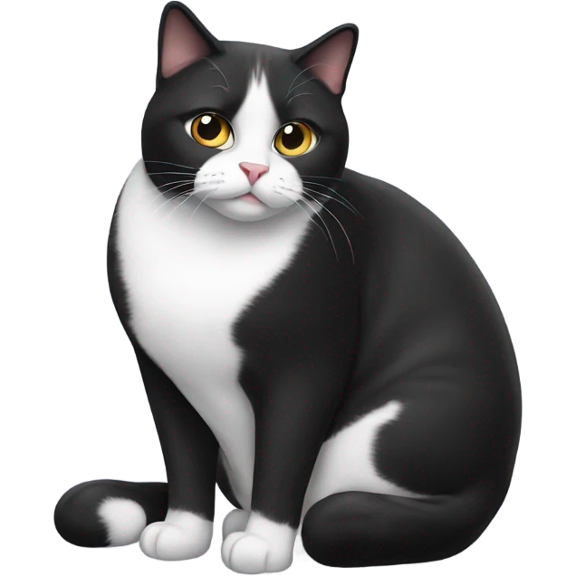 Fat black and Wight cat emoji